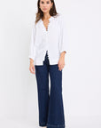 BY ROSA. RESTORATION LINEN BLEND FRONT MID SLEEVE BLOUSE