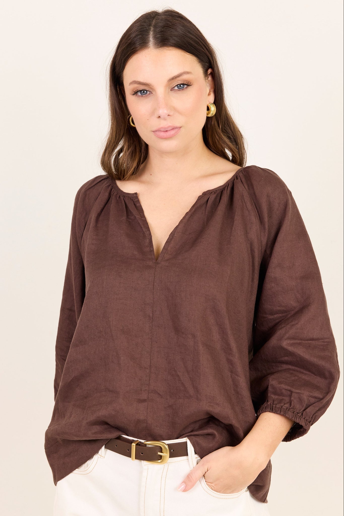 RE:UNION REVOLUTIONARY LINEN RELAXED LONG SLEEVE TOP
