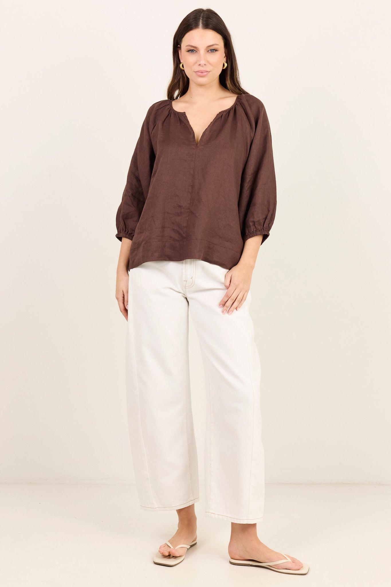RE:UNION REVOLUTIONARY LINEN RELAXED LONG SLEEVE TOP