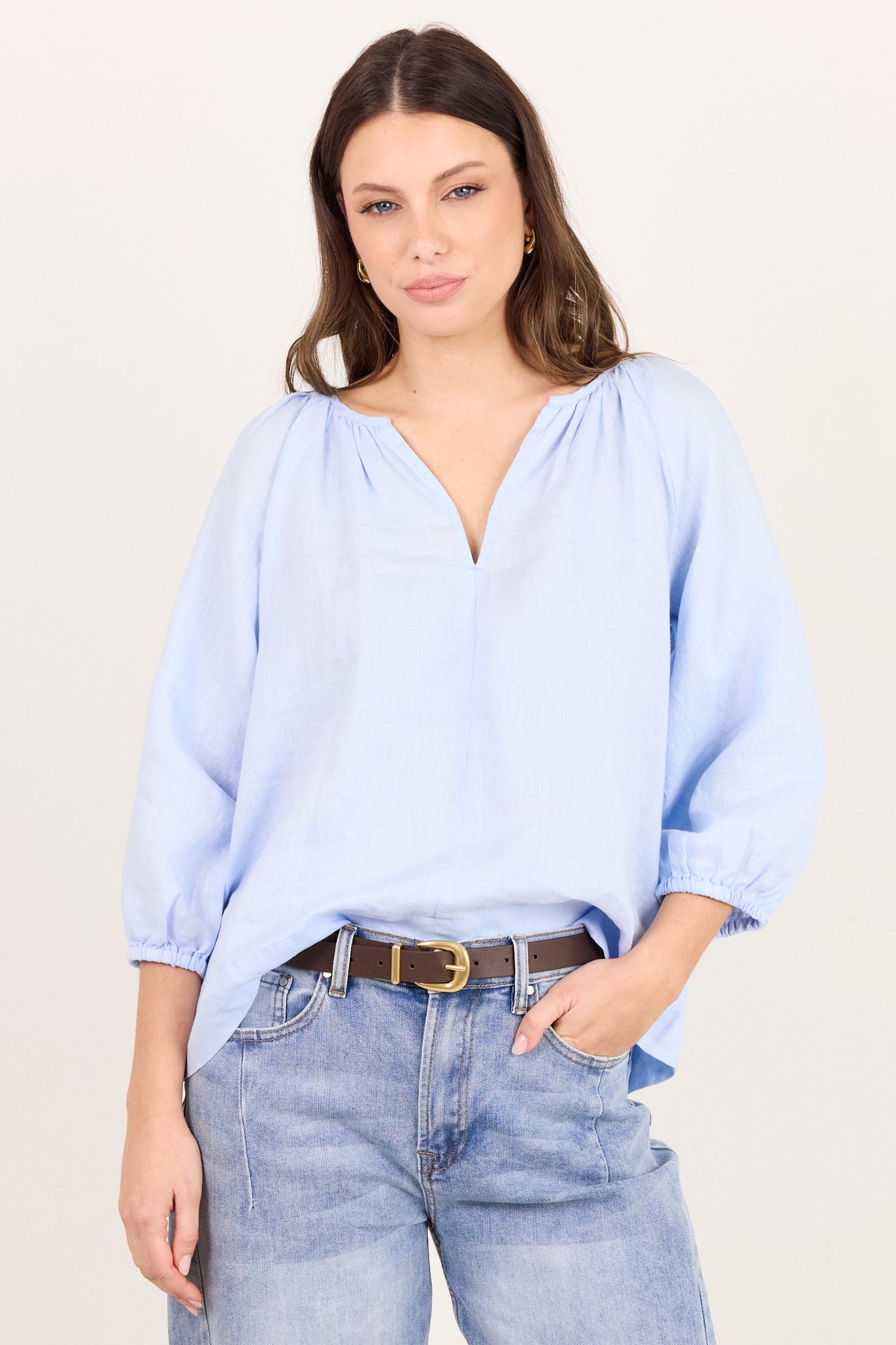 RE:UNION REVOLUTIONARY LINEN RELAXED LONG SLEEVE TOP