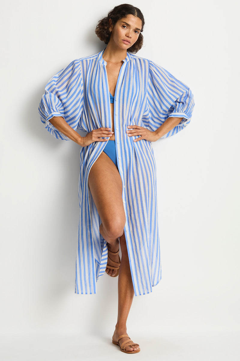 SEA LEVEL VACAY BOHO LONG SHIRT DRESS