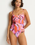 SEA LEVEL NEON WAVE TWIST BANDEAU ONE PIECE