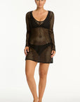 SEA LEVEL CASTAWAY MESH COVER UP BLACK