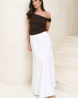 RE:UNION LAGOS LINEN BLEND BIAS MAXI SKIRT