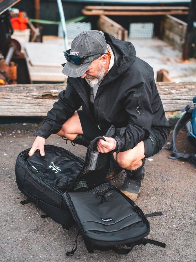 JUST ANOTHER FISHERMAN SEAFARER TRAVEL BACKPACK BLACK