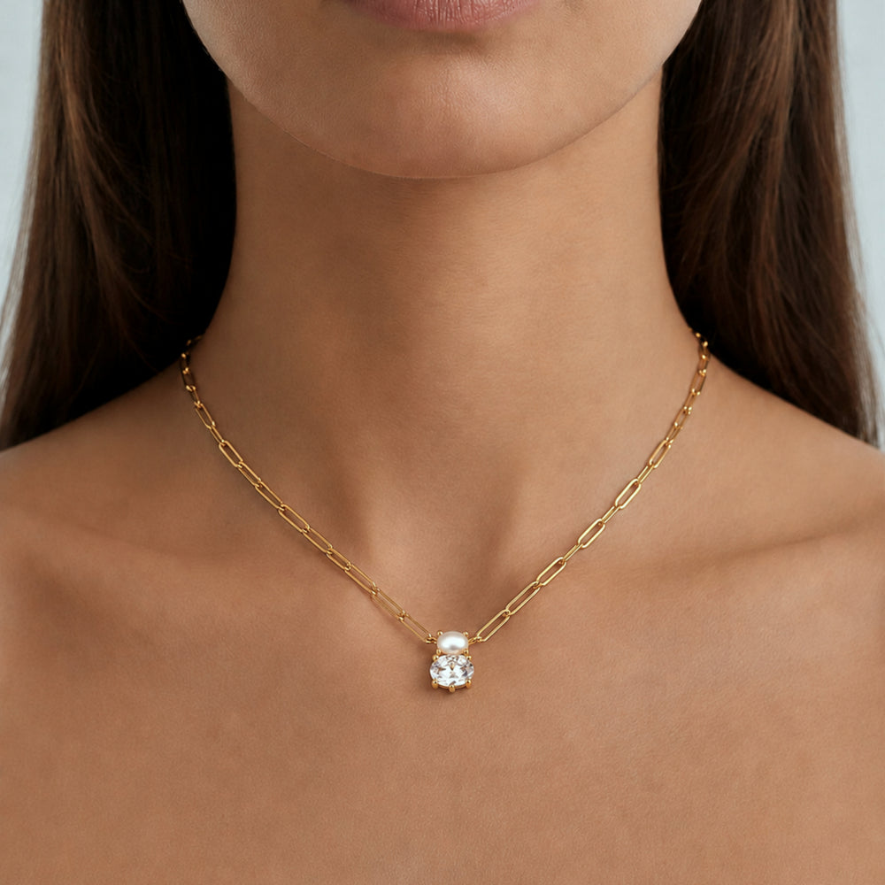 DYRBERG/KERN SERAFINE SG CRYSTAL WHITE PEARL NECKLACE