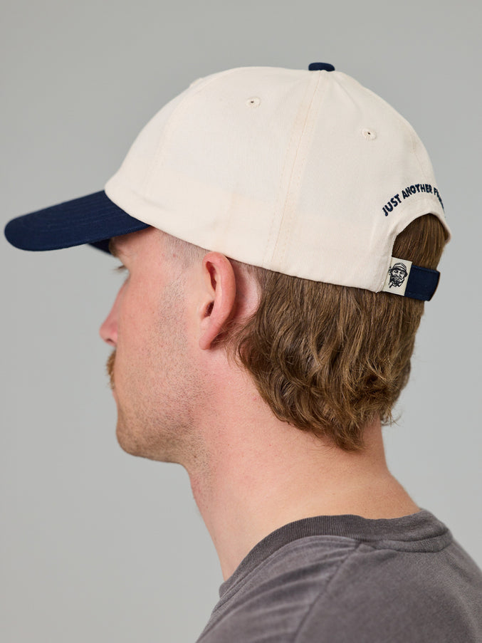 JUST ANOTHER FISHERMAN STAMP TILLER CAP WHITE/NAVY