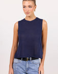 AMONG THE BRAVE SALUTE RELAXED SLEEVELESS KNIT TOP