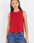 AMONG THE BRAVE SALUTE RELAXED SLEEVELESS KNIT TOP