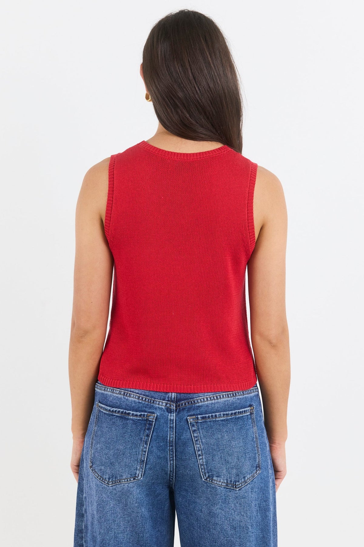 AMONG THE BRAVE SALUTE RELAXED SLEEVELESS KNIT TOP