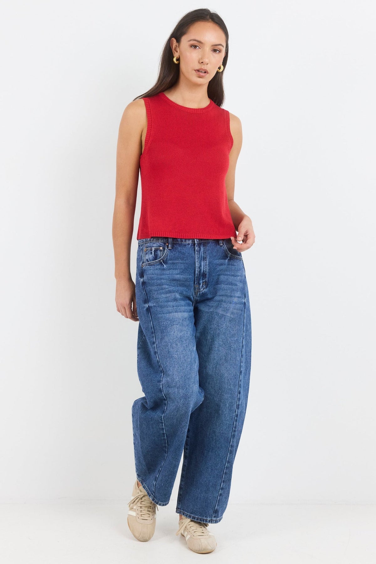 AMONG THE BRAVE SALUTE RELAXED SLEEVELESS KNIT TOP