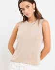 AMONG THE BRAVE SALUTE RELAXED SLEEVELESS KNIT TANK TOP
