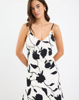 STORIES BE TOLD SATURN FLORAL STRAPPY BIAS SLIP DRESS