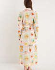 BY ROSA. SENTIMENT POSTCARD LONG SLEEVE MAXI SHIRT DRESS