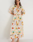 BY ROSA. SENTIMENT POSTCARD LONG SLEEVE MAXI SHIRT DRESS
