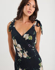 BY ROSA SERENADE FLORRAL TIE STRAPS SLIP MAXI DRESS