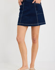 STORIES BE TOLD LAUNCH INDIGO POCKET DENIM MINI SKIRT
