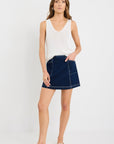 STORIES BE TOLD LAUNCH INDIGO POCKET DENIM MINI SKIRT