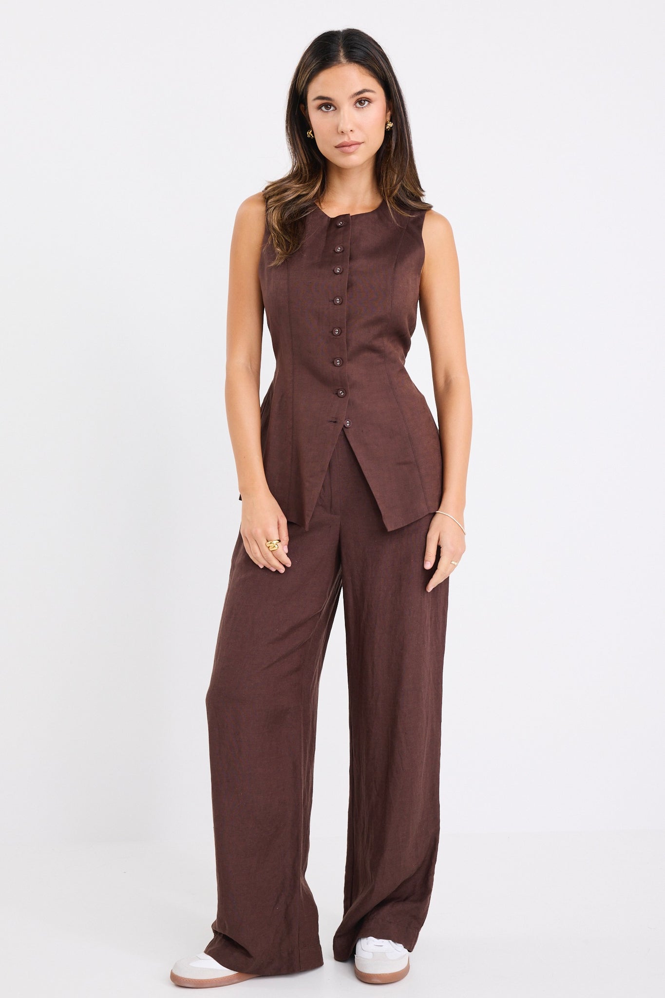 RE:UNION SHELTER LINEN VISCOSE FLAT FRONT WIDE PANTS