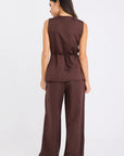 RE:UNION SHELTER LINEN VISCOSE FLAT FRONT WIDE PANTS