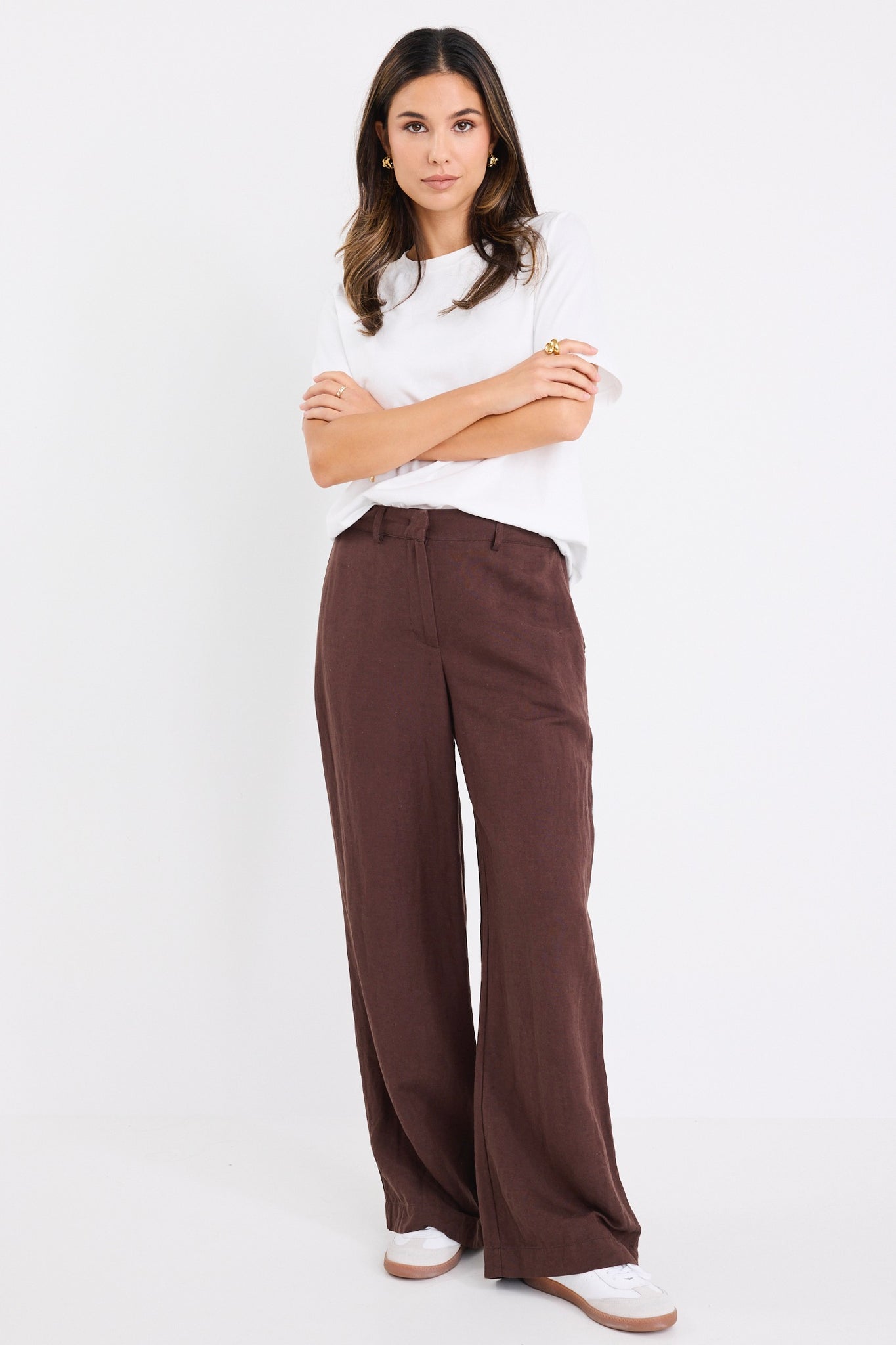RE:UNION SHELTER LINEN VISCOSE FLAT FRONT WIDE PANTS