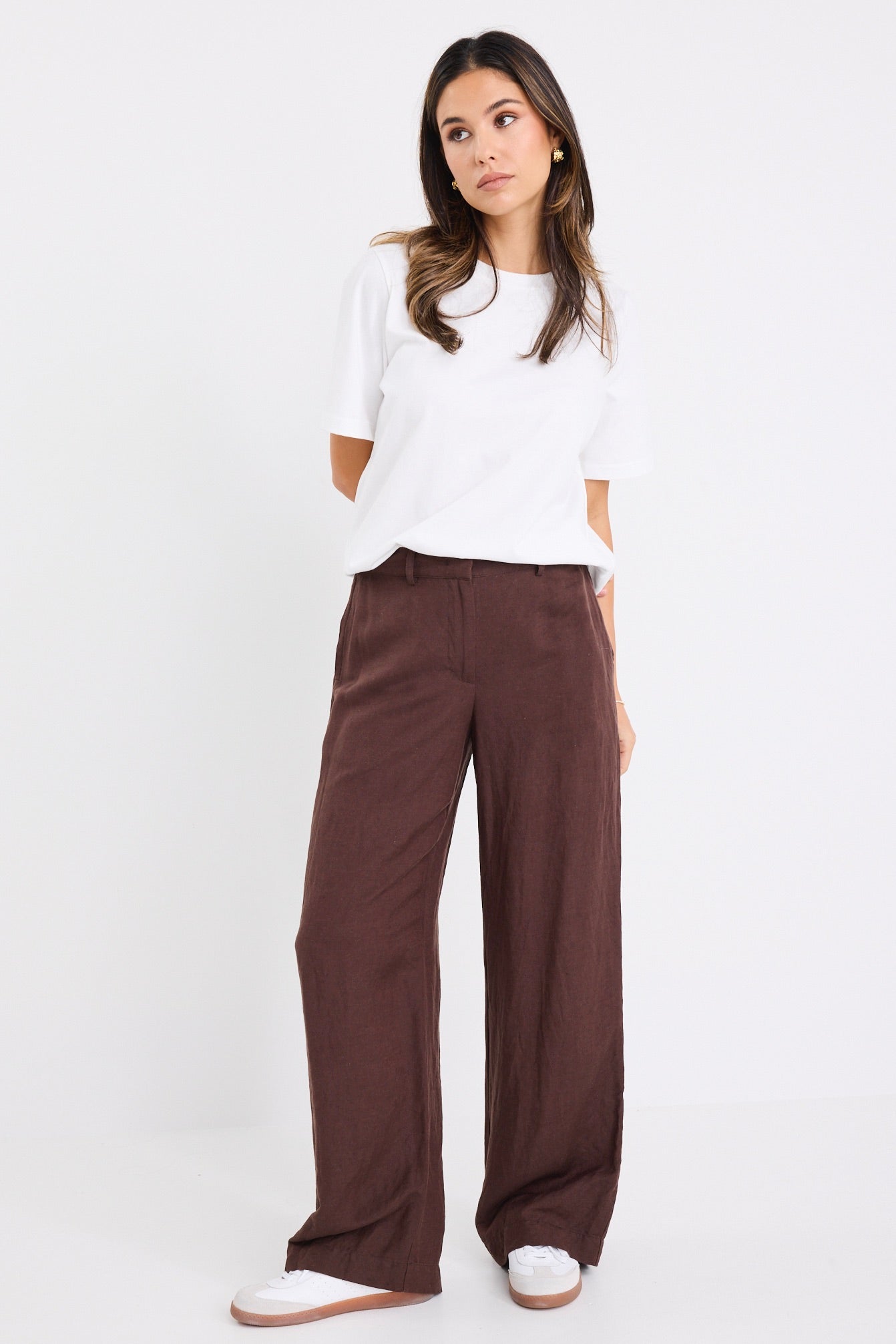 RE:UNION SHELTER LINEN VISCOSE FLAT FRONT WIDE PANTS