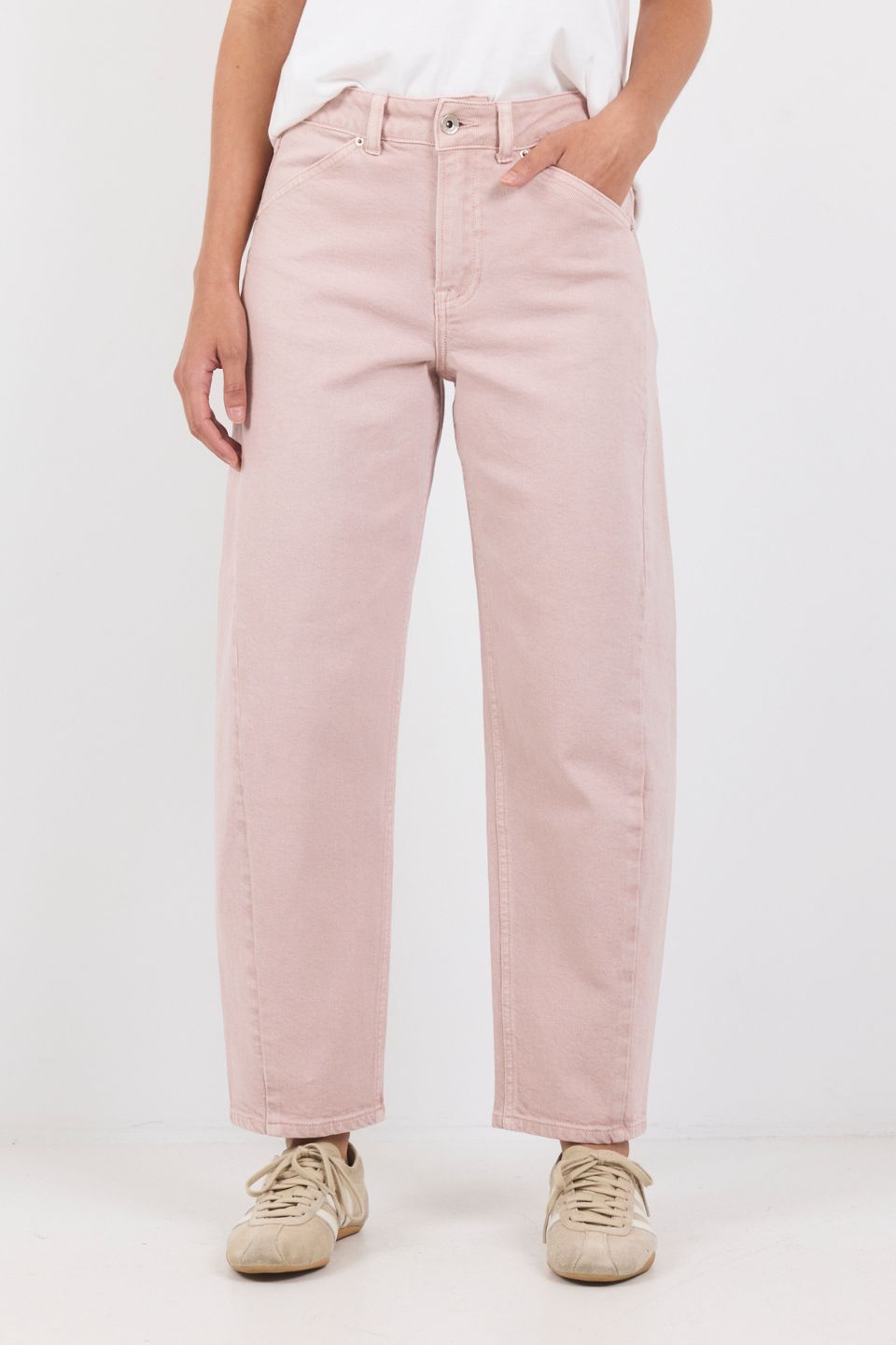 STORIES BE TOLD IDOLISE PALE PINK STRETCH SOFT BARREL JEAN