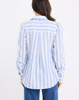 AMONG THE BRAVE SOLIDIFY SKY BLUE STRIPE PUFF SLEEVE LS SHIRT