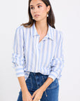 AMONG THE BRAVE SOLIDIFY SKY BLUE STRIPE PUFF SLEEVE LS SHIRT