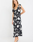 STORIES BE TOLD SPONTANEOUS WHITE FLORAL TIE SHOULDER RELAXED MIDI DRESS