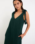 STORIES BE TOLD SPONTANEOUS FOREST TIE SHOULDER RELAXED MINI DRESS