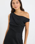 STORIES BE TOLD SPOTLIGHT LINEN BLEND OFF SHOULDER FLARE MIDI DRESS