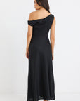 STORIES BE TOLD SPOTLIGHT LINEN BLEND OFF SHOULDER FLARE MIDI DRESS