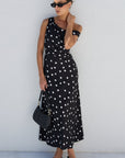 STORIES BE TOLD SPOTLIGHT POLKA DOT OFF SHOULDER FLARE MIDI DRESS