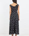 STORIES BE TOLD SPOTLIGHT POLKA DOT OFF SHOULDER FLARE MIDI DRESS