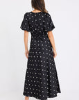 STORIES BE TOLD STAGE POLKA DOT PUFF SLEEVE FLOATY MAXI DRESS