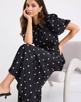 STORIES BE TOLD STAGE POLKA DOT PUFF SLEEVE FLOATY MAXI DRESS