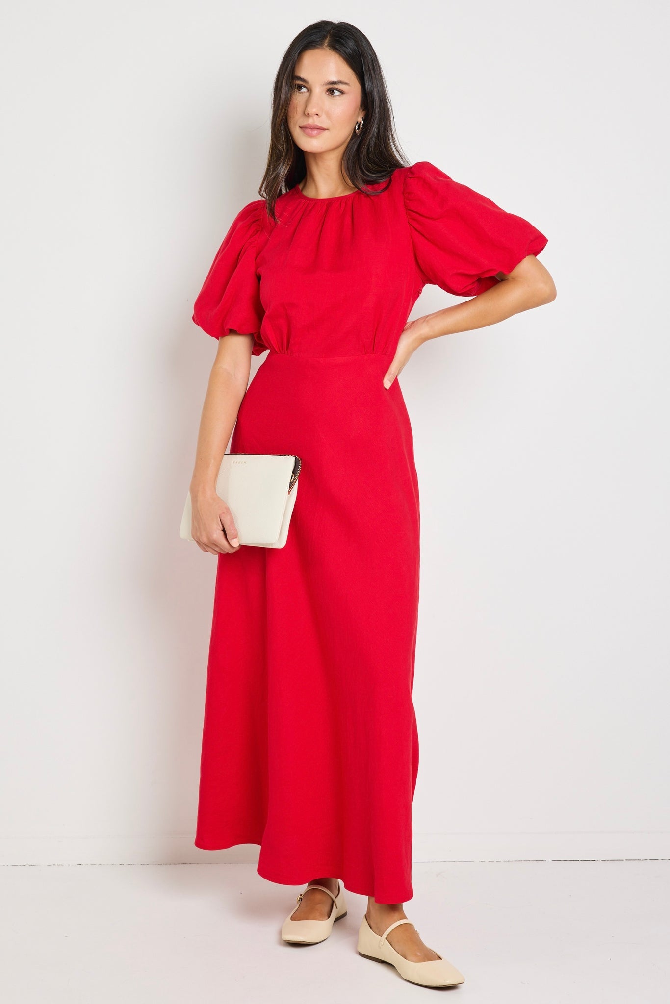 STORIES BE TOLD STAGE PUFF SLEVEE FLOATY MAXI DRESS