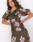 STORIES BE TOLD STAGE BLOSSOM SATIN PUFF SLEEVE FLOATY MAXI DRESS