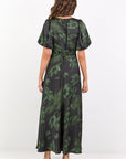 STORIES BE TOLD STAGE SATIN PUFF SLEEVE FLOATY MAXI DRESS