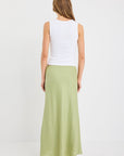 AMONG THE BRAVE SUMMIT MOSS LINEN TIE WAIST BIAS MAXI DRESS