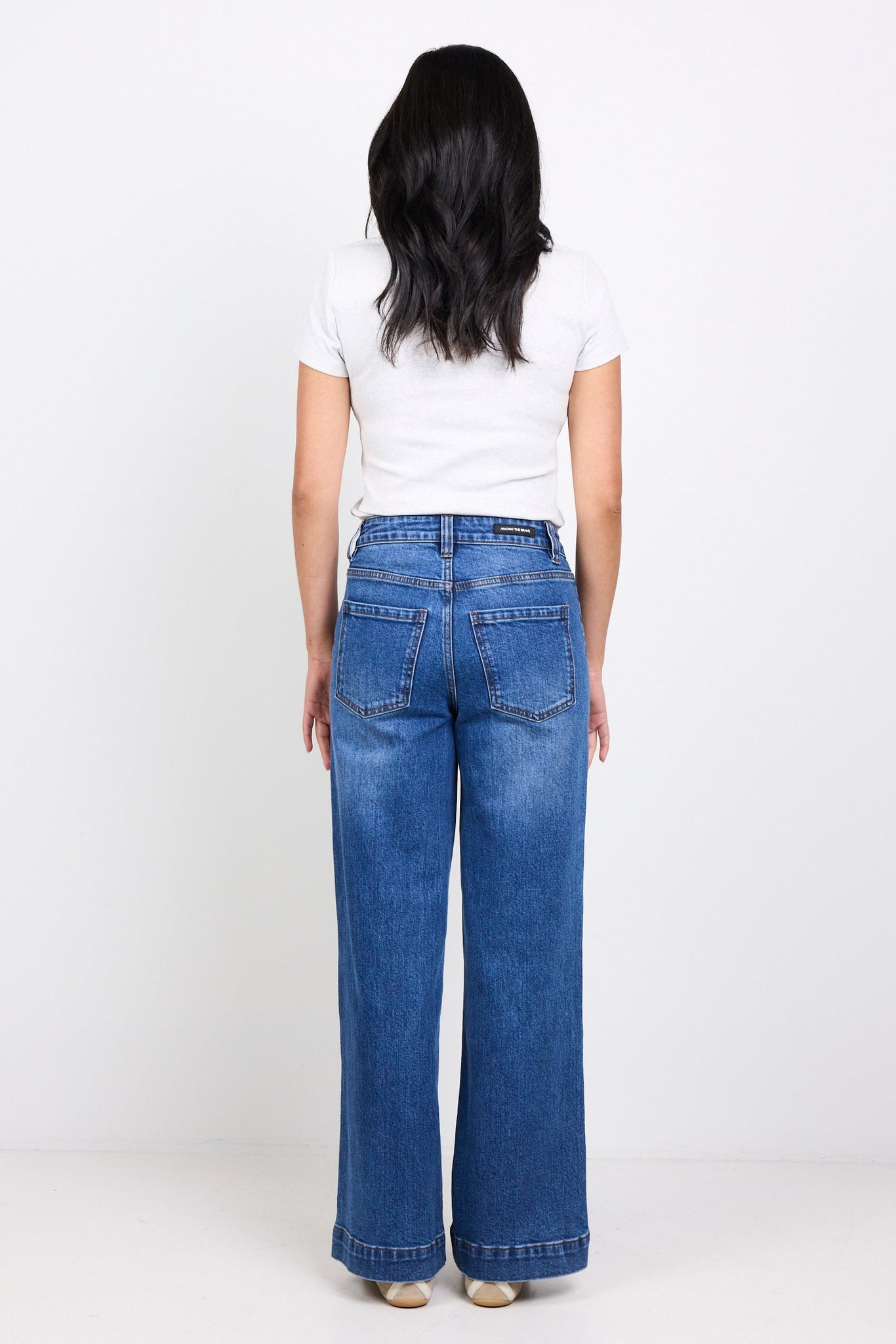 AMONG THE BRAVE ZOEY PETITE HIGH RISE WIDE LEG POCKET JEAN
