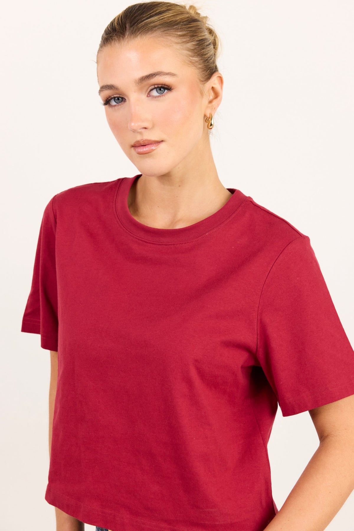 AMONG THR BRAVE SUBURB RED BOXY CROP TEE