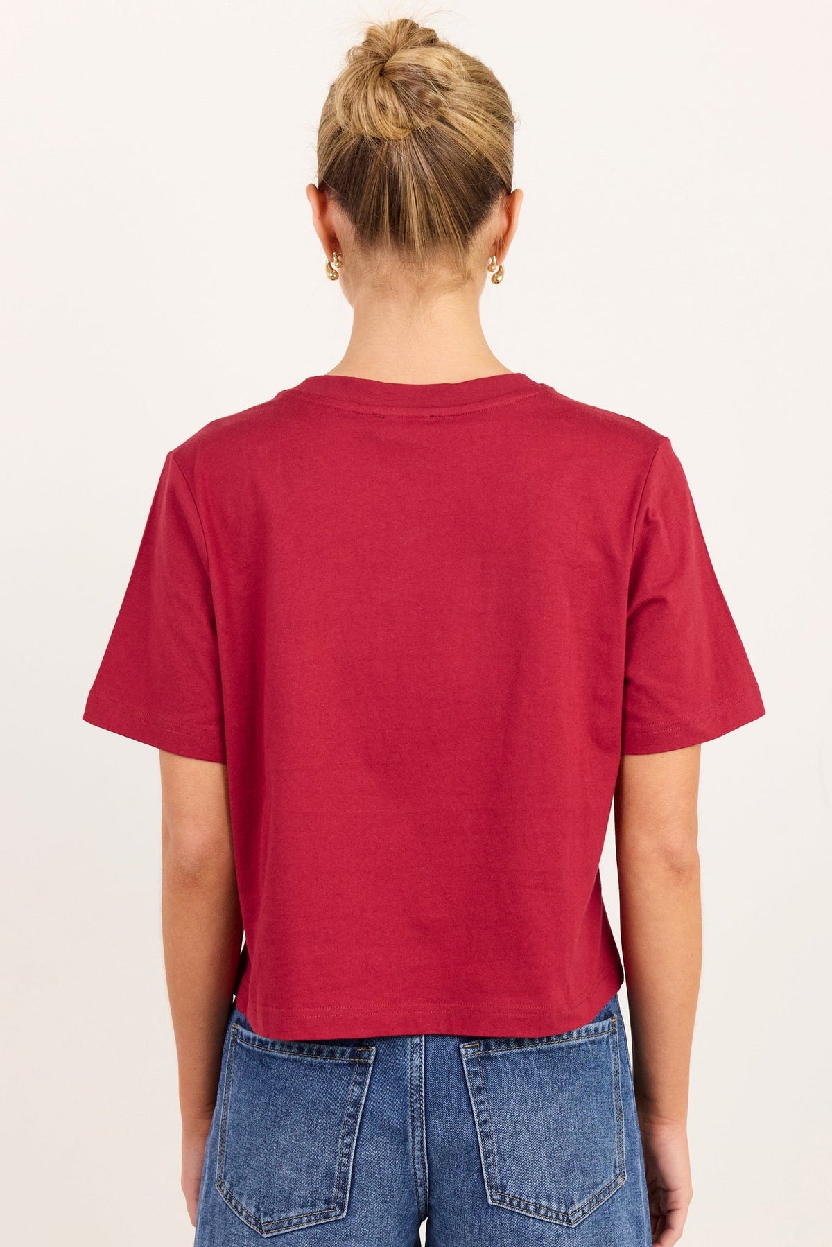 AMONG THR BRAVE SUBURB RED BOXY CROP TEE