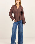 STORIES BE TOLD SUNDIAL SEMI SHEER CORSET DETAIL WAIST SHIRT