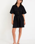 AMONG THE BRAVE SUNDOWN PUFF SHORT SLEEVE MINI SHIRT DRESS
