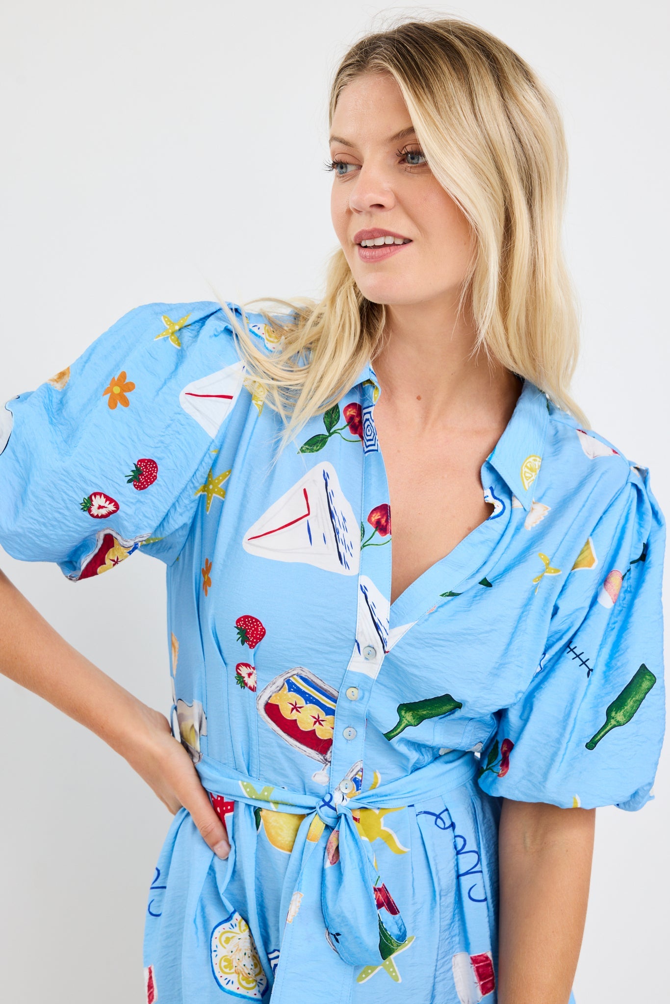 AMONG THE BRAVE SUNDOWN HOLIDAY PUFF SHORT SLEEVE MIN SHIRT DRESS