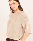 RE:UNION SUNRISE SHORT SLEEVE CROCHET KNIT TOP