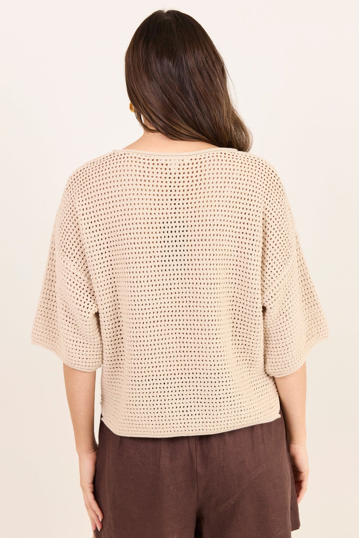 RE:UNION SUNRISE SHORT SLEEVE CROCHET KNIT TOP