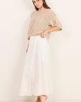 RE:UNION SAIL LINEN WRAP BIAS MAXI SKIRT